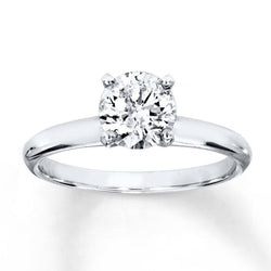 4 Prong Setting Solitaire Round Genuine Diamond Ring 1.50 Ct White Gold 14K
