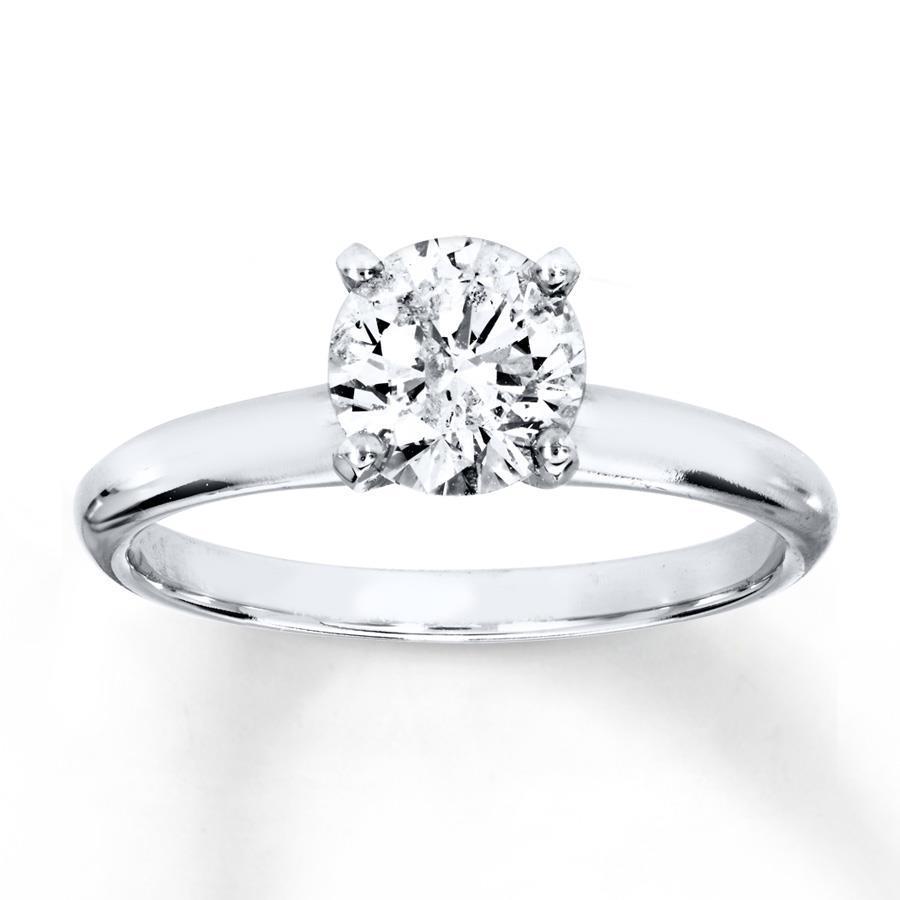 Solitário de configuração de 4 pinos anel de diamante redondo 1.50 ct. ouro branco 14K - harrychadent.pt