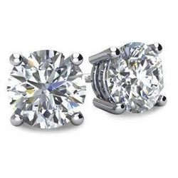 4.00 Carats Diamonds Studs Earrings Gold White 14K