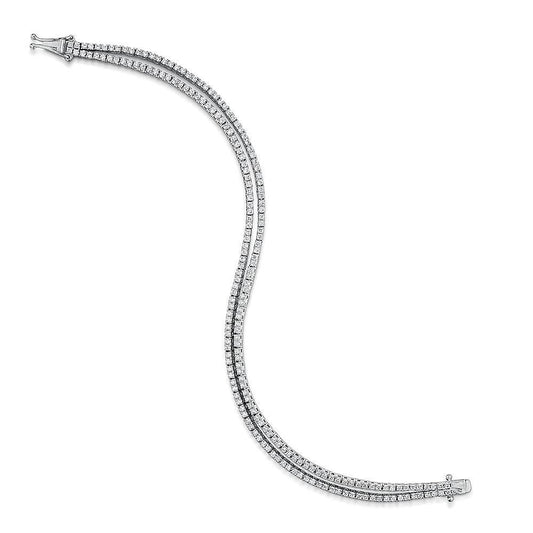4.00 quilates pulseira feminina de diamantes espumantes dupla fileira Wg 14K - harrychadent.pt