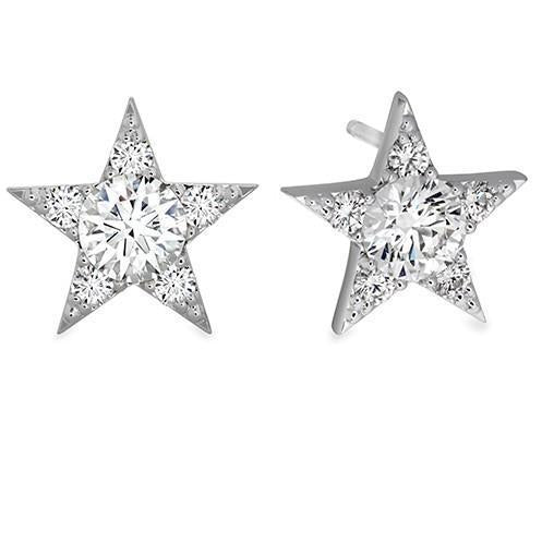 Diamantes com corte redondo de 4.00 ct feminino estrela brincos em ouro branco 14K - harrychadent.pt