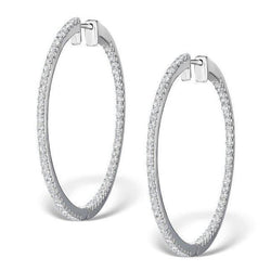 4.10 Carats Round Brilliant Cut Diamonds Women Hoop Earrings Gold