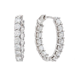 4.10 Carats Sparkling Diamonds Ladies Hoop Earrings 14K White Gold