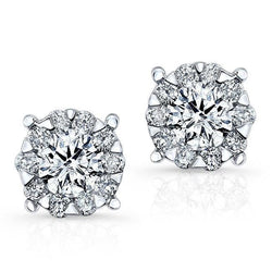 4.10 Ct Brilliant Cut Diamonds Women Studs Earrings White Gold 14K
