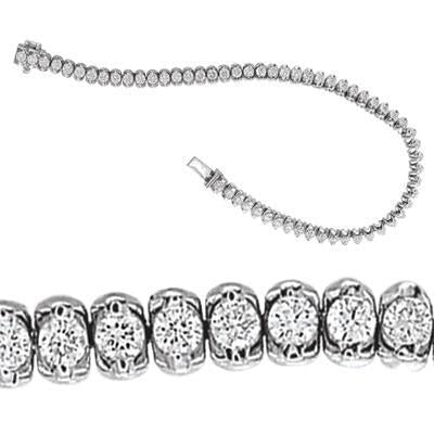 Conjunto de barras redondas de 4.2 quilates Diamond Tennis Lady Bracelet ouro 14K branco - harrychadent.pt