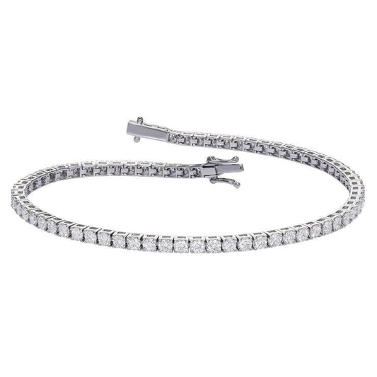 Bracelete de tênis feminino de diamantes de 4.20 quilates com pontas de ouro branco - harrychadent.pt