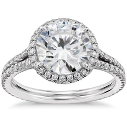 4.23 Carats Round Cut Diamond Halo Engagement Ring