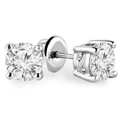 4.40 Carats Diamonds Women Studs Earrings Gold White 14K