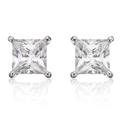 Conjunto de pontas de diamante 4.5 ct Princesa Cut Prong Brinco de diamante 14K ouro branco - harrychadent.pt