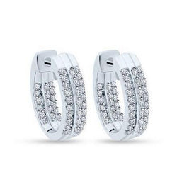 4.50 Carats Round Cut Diamonds Women Hoop Earrings Gold White 14K