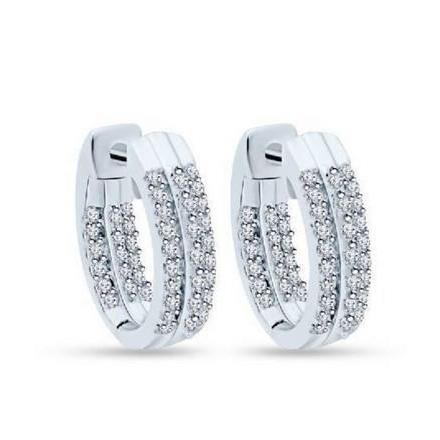 Brincos femininos de argola de diamante redondo 4,50 ct em ouro branco - harrychadent.pt