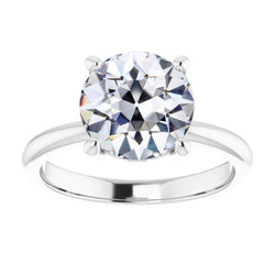 4.50 Carats Solitaire Ring Round Old Mine Cut Lab Grown Diamond 14K White Gold