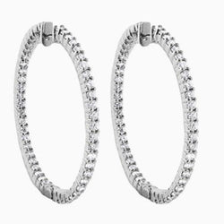 4.60 Carats Round Cut Diamonds Women Hoop Earrings 14K Gold White