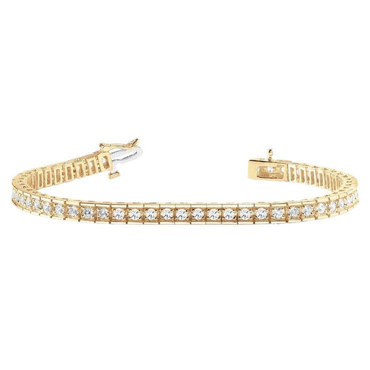 Pulseira feminina de diamante redondo de 4.59 quilates em ouro amarelo - harrychadent.pt