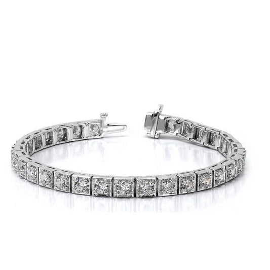 Pulseira de tênis de diamantes com corte redondo de 4.80 quilates em ouro branco 14K nova - harrychadent.pt