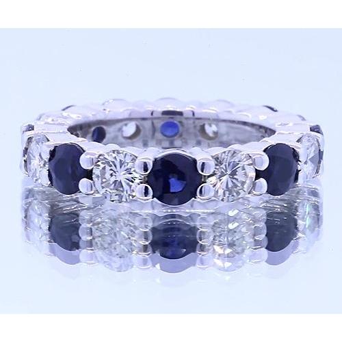 4.80 quilates pulseira redonda da eternidade joias azul safira branco ouro 14K - harrychadent.pt