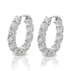 4.80 Ct Diamonds Hoop Earrings Sparkling Round Cut