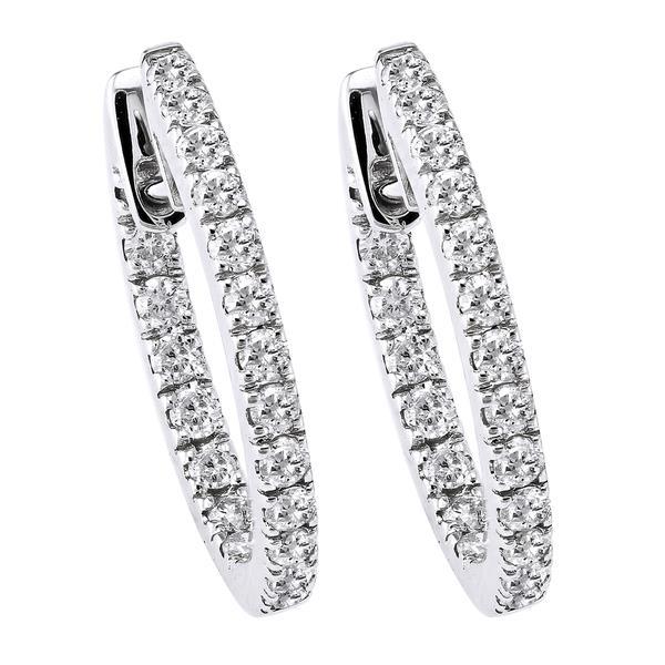 4.80 Ct F Vvs1 Diamantes lapidação redonda Brincos Lady Hoop Ouro Branco 14K - harrychadent.pt