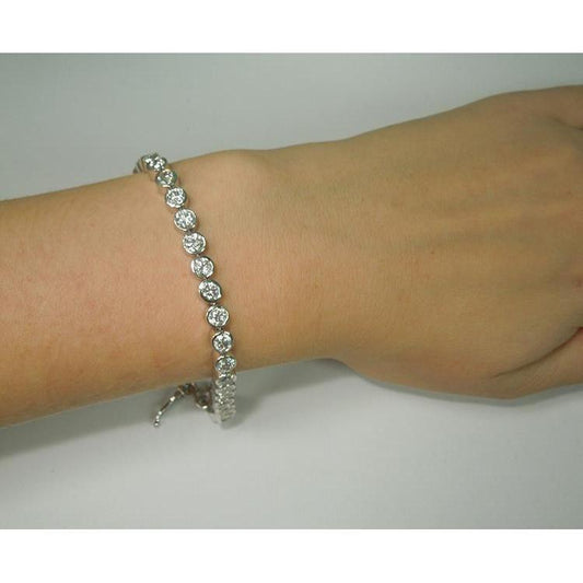 Conjunto de moldura de 5 quilates com diamante e pulseira de tênis em ouro branco - harrychadent.pt