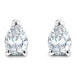 5 Carats Diamond Stud Solitaire Earring Big Prong Set Pear Cut