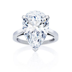 5 Carats Pear Cut Solitaire Real Diamond Ring White Gold Fine Jewelry