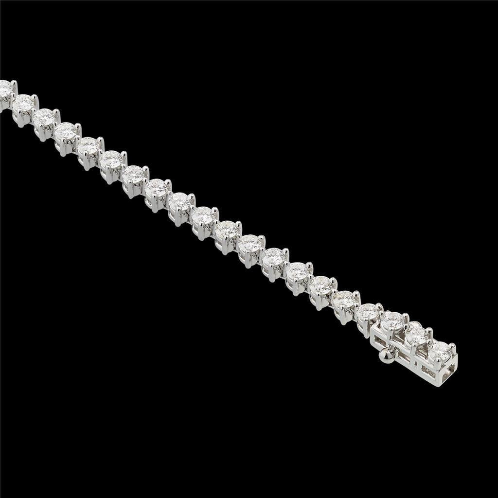 Conjunto de pinos redondos de 5 quilates pulseira de tênis de diamante ouro maciço branco 14K - harrychadent.pt