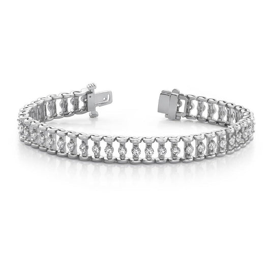 Bracelete de diamante com elo de fixação de pino redondo de 5.04 ct Joias de ouro branco - harrychadent.pt