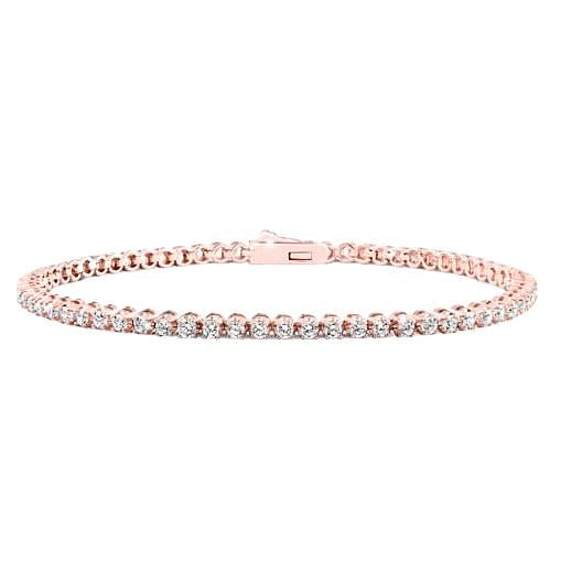 Pulseira redonda de diamante de tênis de 5.30 ouro rosa 14K nova - harrychadent.pt