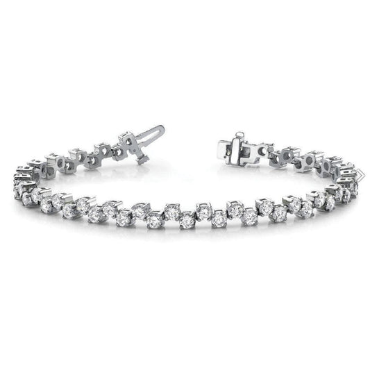 Pulseira de tênis de 5.40 quilates redonda brilhante de diamante de corte em ouro branco - harrychadent.pt