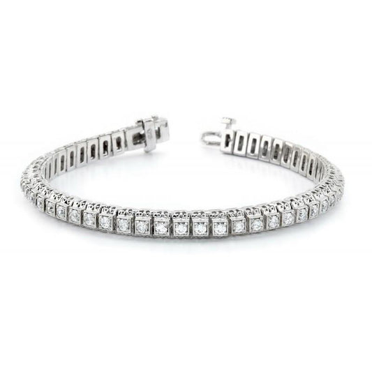 Pulseira de tênis de diamante redondo de 5.50 quilates em ouro branco sólido 14K - harrychadent.pt