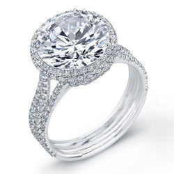 5.50 Carats Round Diamond Wedding Ring Halo