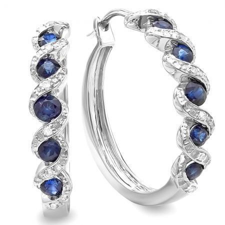 5.50 Ct Ceilão Sapphire e diamante Lady Hoop Earring - harrychadent.pt