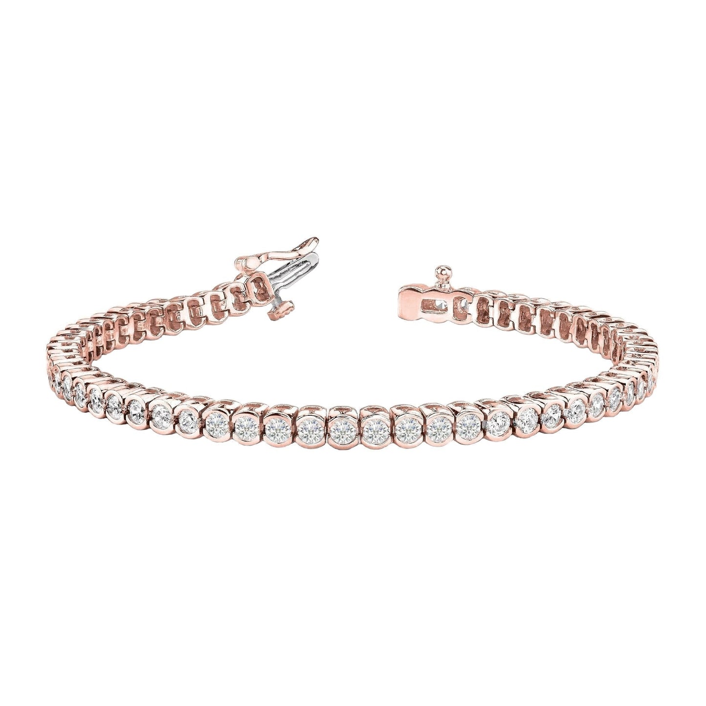 Pulseira de tênis de diamante redondo de 5.60 quilates ouro rosa 14K - harrychadent.pt