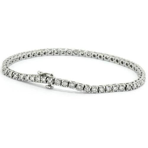 Conjunto de pinos de 5.60 ct bracelete de tênis de diamante de corte redondo em ouro branco 14K - harrychadent.pt