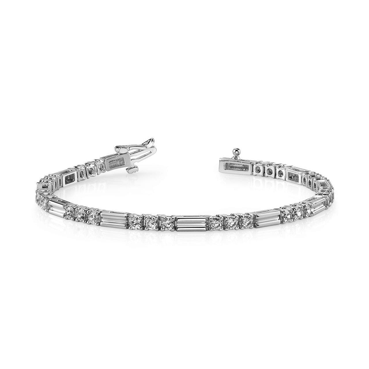 Conjunto de pinos de 6 quilates com diamante redondo tripla pulseira de tênis em ouro branco 14K - harrychadent.pt