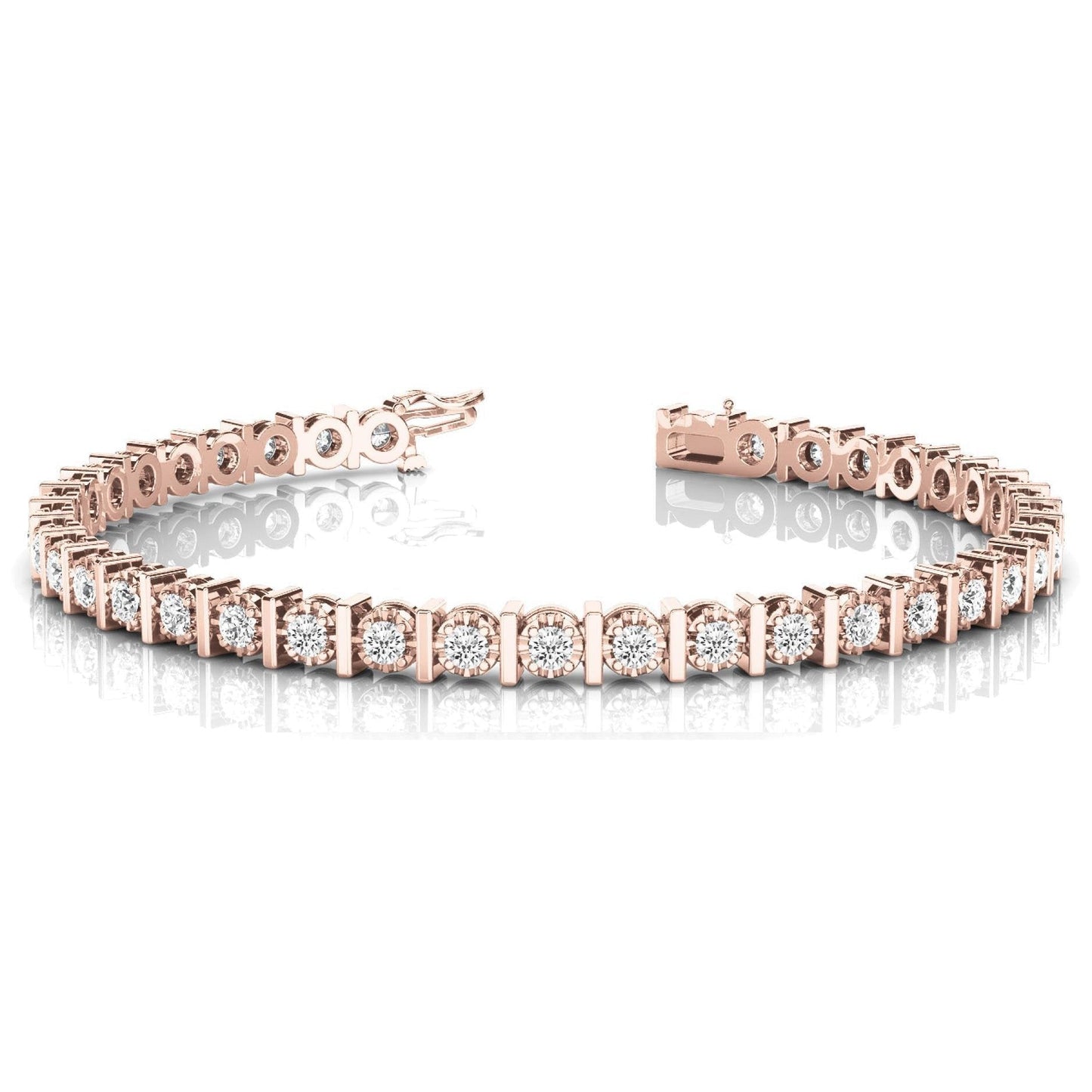 Bracelete de tênis de 6 quilates com pontas arredondadas de diamantes RG 14K - harrychadent.pt