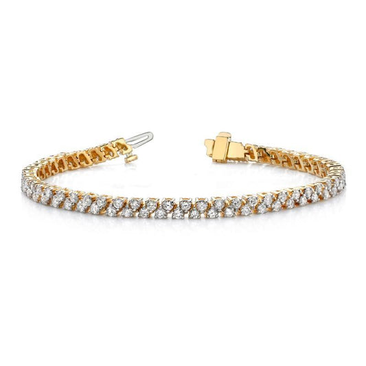 Pulseira de tênis redonda de 6 quilates de diamante brilhante ouro amarelo 14K - harrychadent.pt