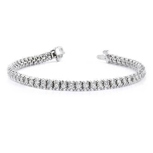 Bracelete de tênis de 6 quilates com diamantes de corte redondo e ouro branco 14K conjunto de pontas - harrychadent.pt