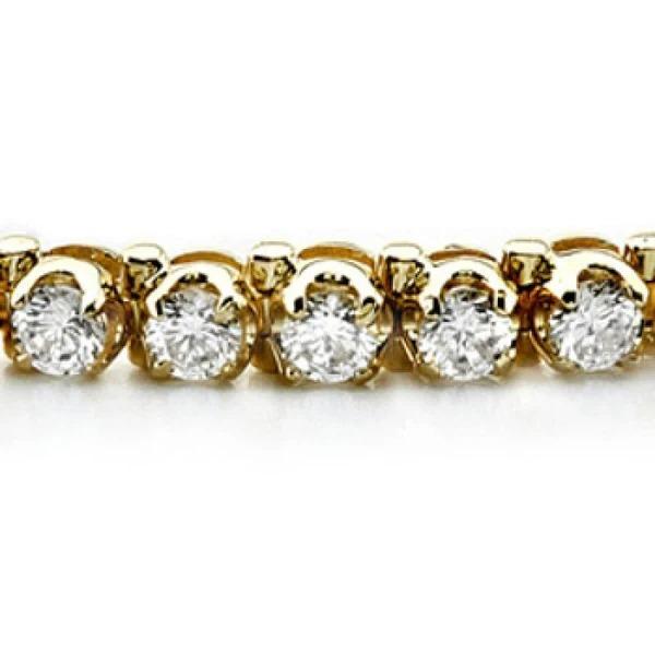 Bracelete de tênis de diamantes redondos de 6.45 quilates cravejado de pontas de ouro amarelo 14K - harrychadent.pt