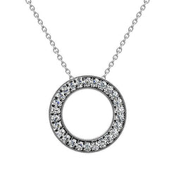 6.50 Ct Round Cut Diamonds Milgrain Circle Pendant Necklace White Gold