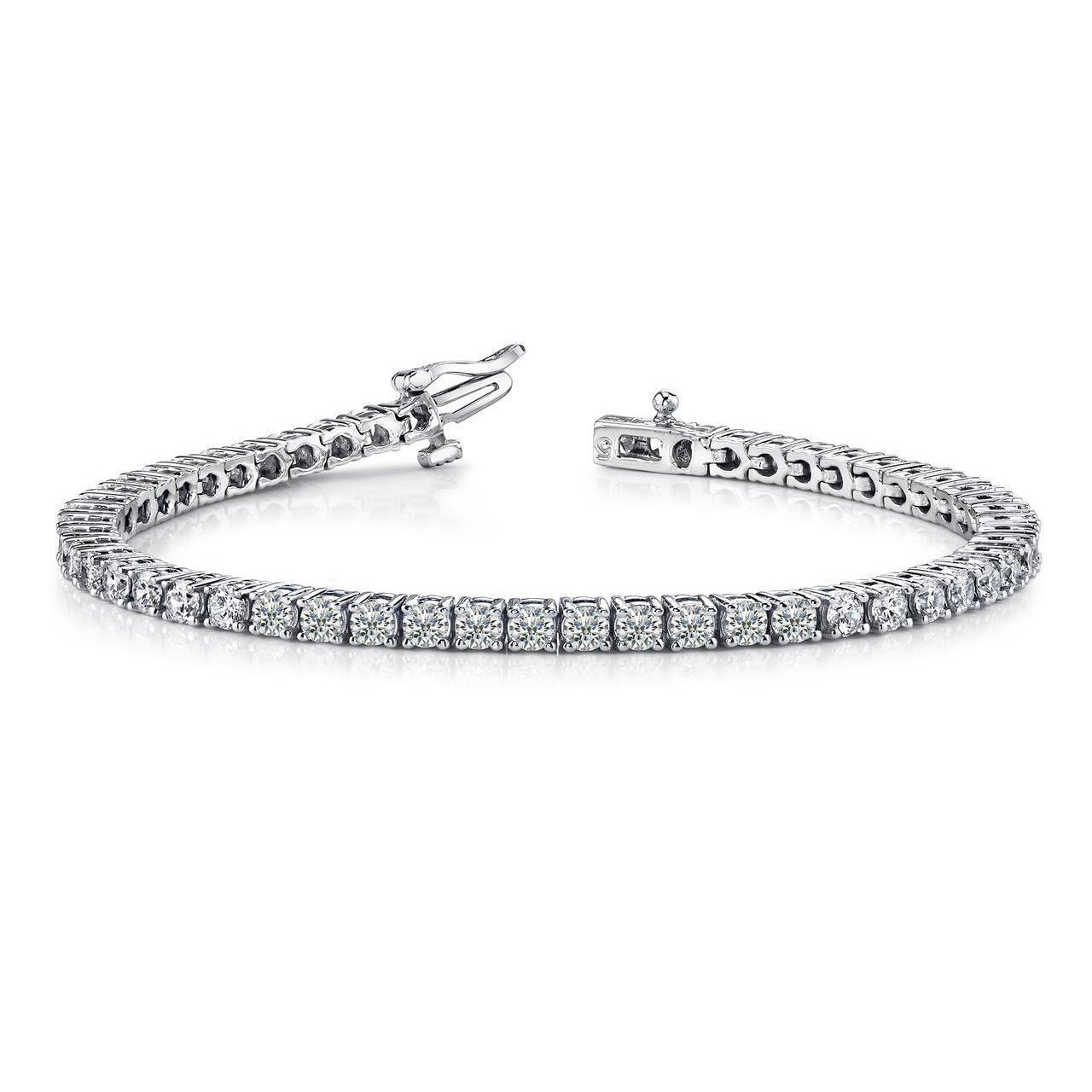 Pulseira feminina de tênis de 6.60 quilates com pontas de diamante 14K ouro branco - harrychadent.pt