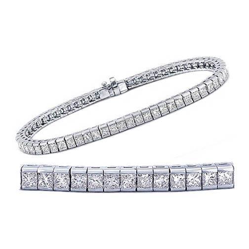 Pulseira de tênis de 6.80 quilates natural Princess Cut Diamonds ouro 14K - harrychadent.pt