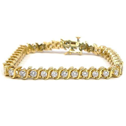 Pulseira de tênis de 7 quilates para mulheres com corte redondo de diamante e ouro amarelo - harrychadent.pt