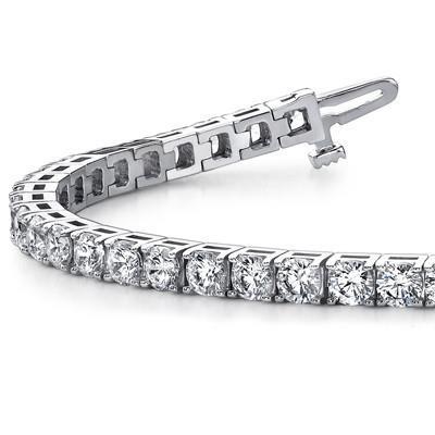 Pulseira redonda de diamante de tênis de 7 quilates em ouro branco 14K nova - harrychadent.pt
