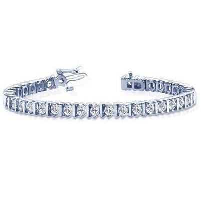 Pulseira redonda de diamante de tênis de 7 quilates em ouro branco 14K - harrychadent.pt