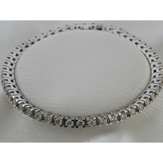 Pulseira de tênis de 7 quilates espumante com corte redondo de diamante em ouro branco 14K - harrychadent.pt
