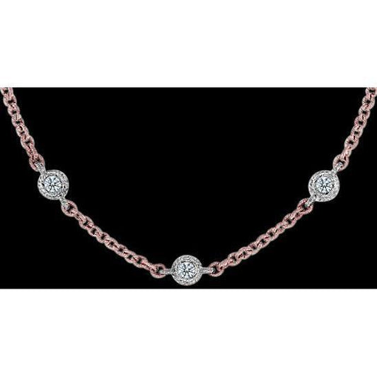 Colar de diamante 7 ct pendente rosa / ouro branco novo - harrychadent.pt