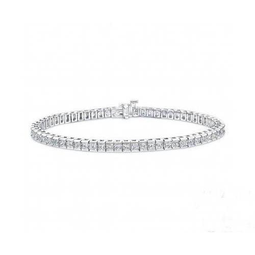 Pulseira de tênis de diamante com configuração de dente de princesa 7 ct em ouro branco 14K - harrychadent.pt