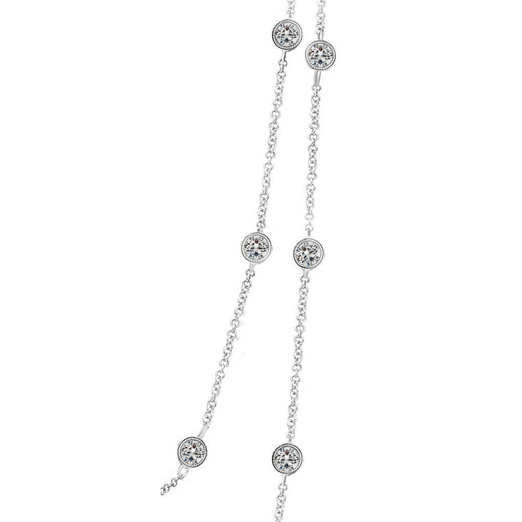 Colar feminino de 7 ct com jarda de diamantes Moldura miligrain longa - harrychadent.pt