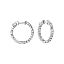 7 Pointer Diamond Hoop Earrings 2.75 Carats 14K White